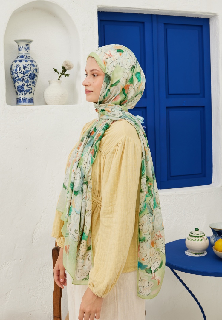 FRESH SCARFS - Linda Desen Rami Şal - Açık Yeşil