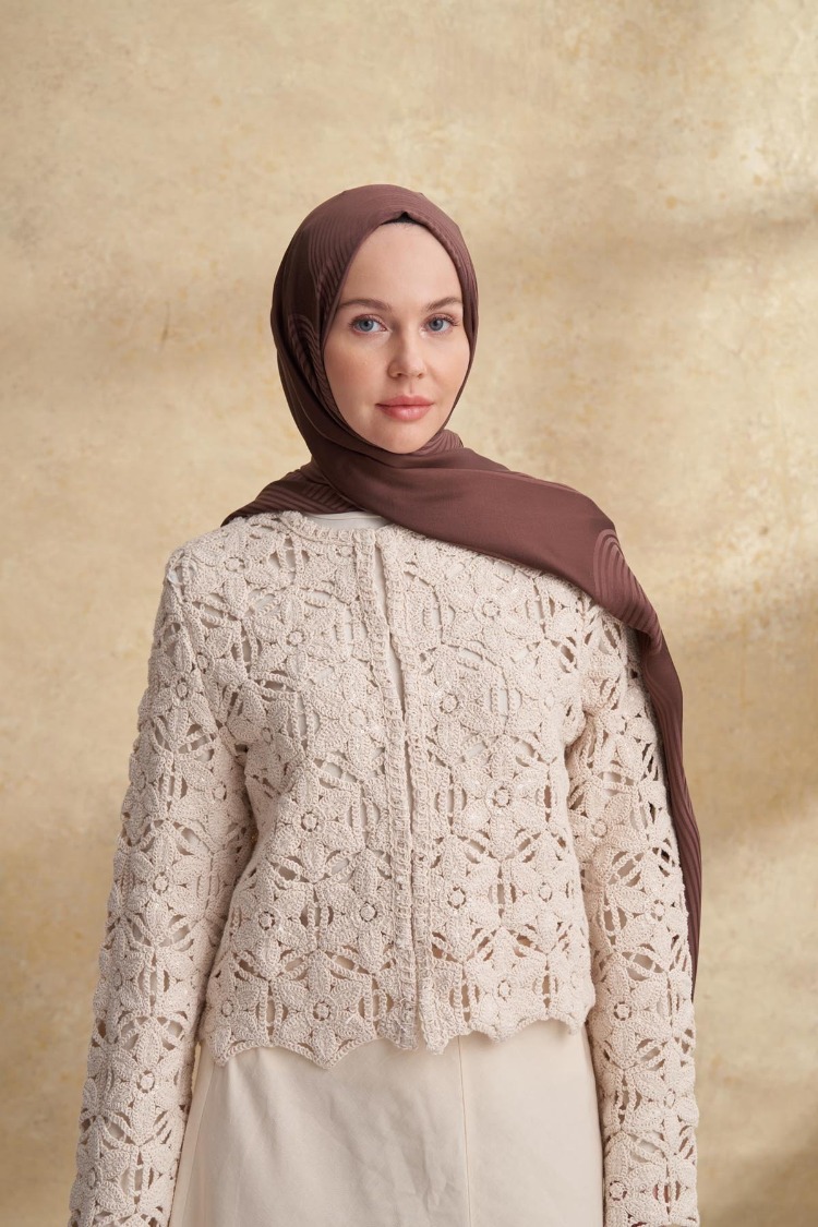Armanda - 3305 Fiori Jakar Line Desen - Acı Kahve