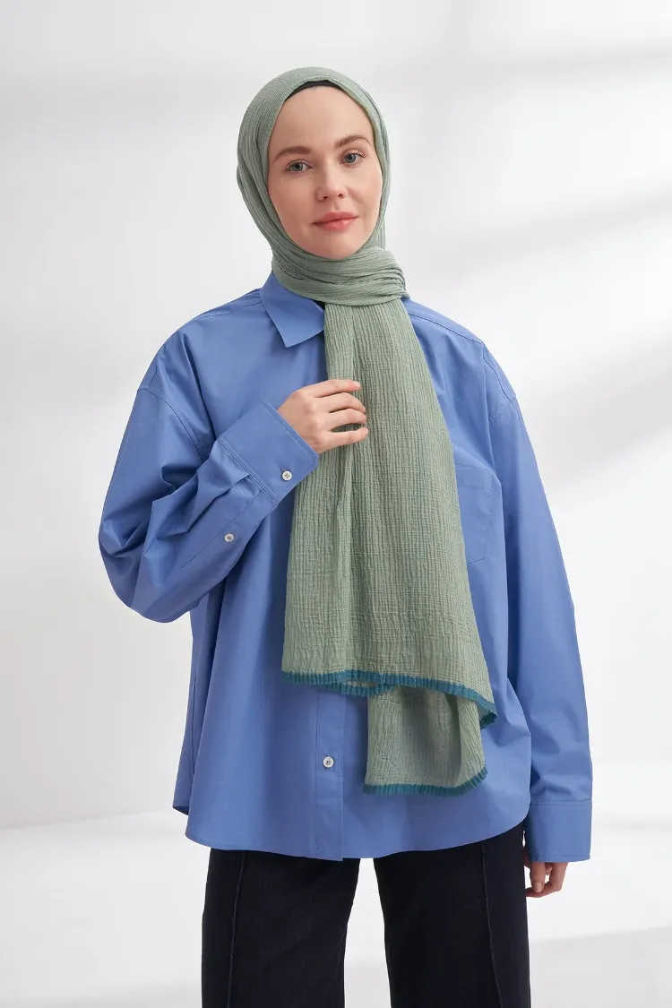 ARMANDA - 3352  Müslin Biyeli Şal - Çağla Yeşili