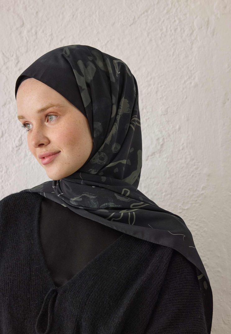 FRESH SCARFS - Aura Desen Şal - Siyah
