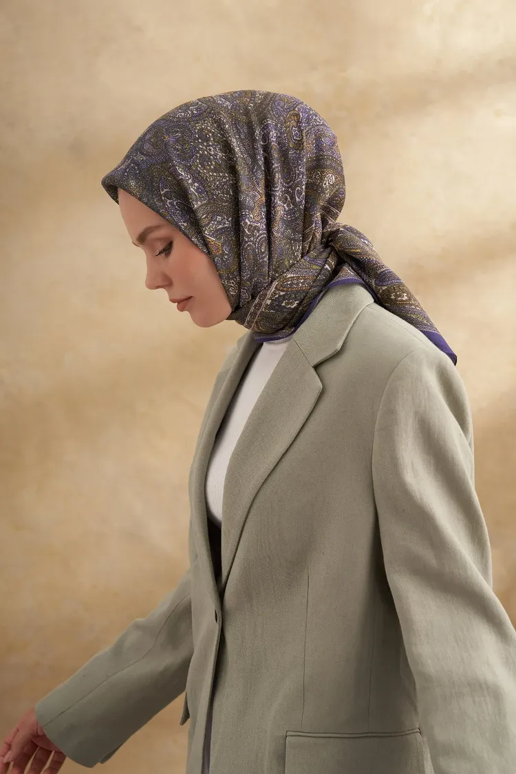 ARMANDA - 3155 Vintage Desen Eşarp - Leylak