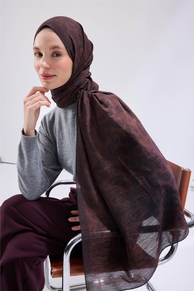 SİLK HOME - Urban Hours Harmony Çikolata Kahve Mayda Şal 190X70