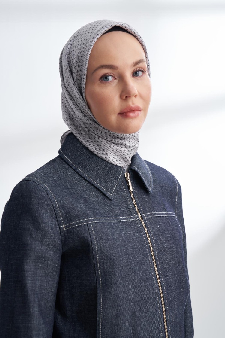 ARMANDA - 4303 NOIRE DESEN TWILL İPEK EŞARP - Gri