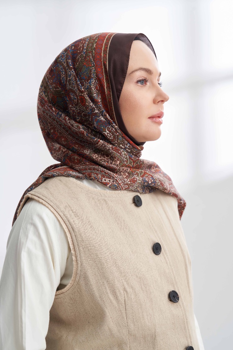 ARMANDA -6036  Etnik Desen Şal - Acı Kahve