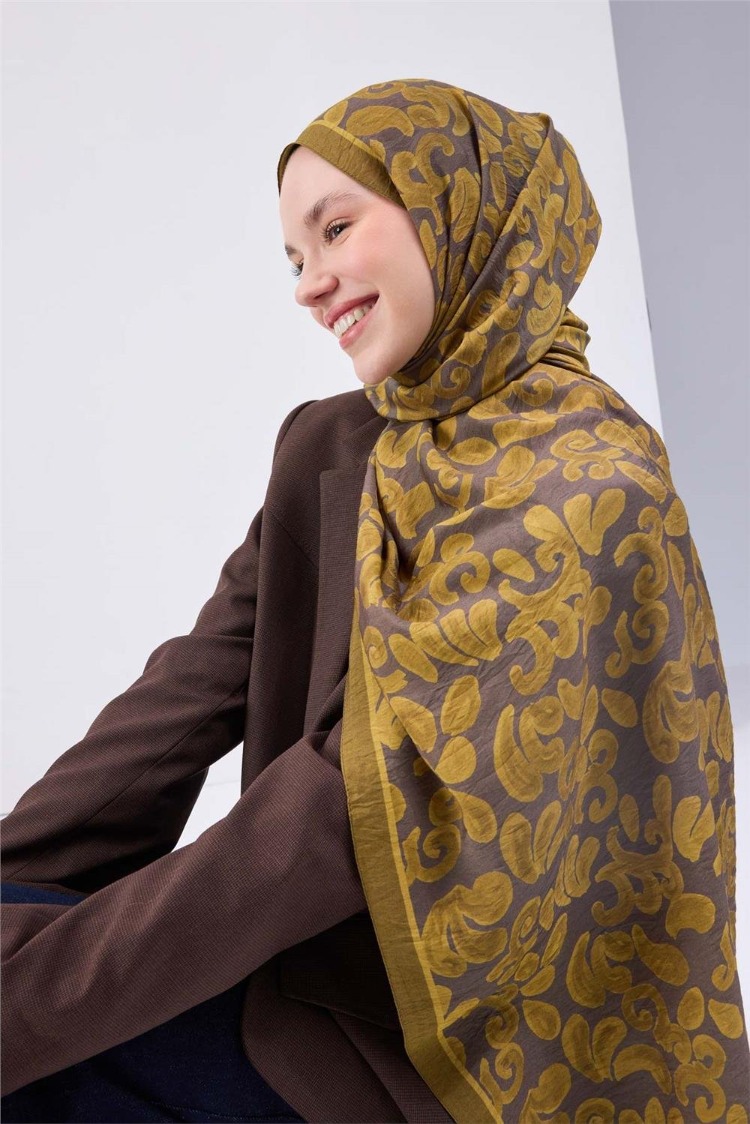 SİLK HOME - Urban Hours Harmony Koyu Gri Mayda Şal 190X70