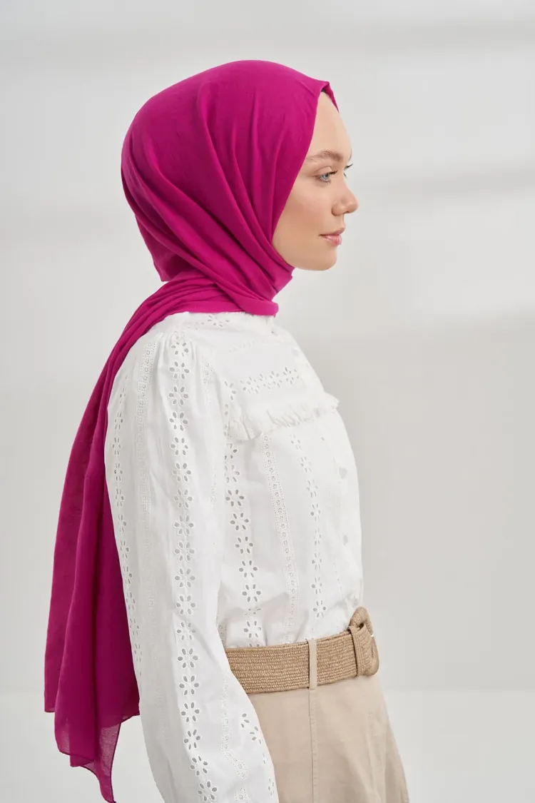 ARMANDA - 3009 Rustik Pamuksu Şal - Sıklamen