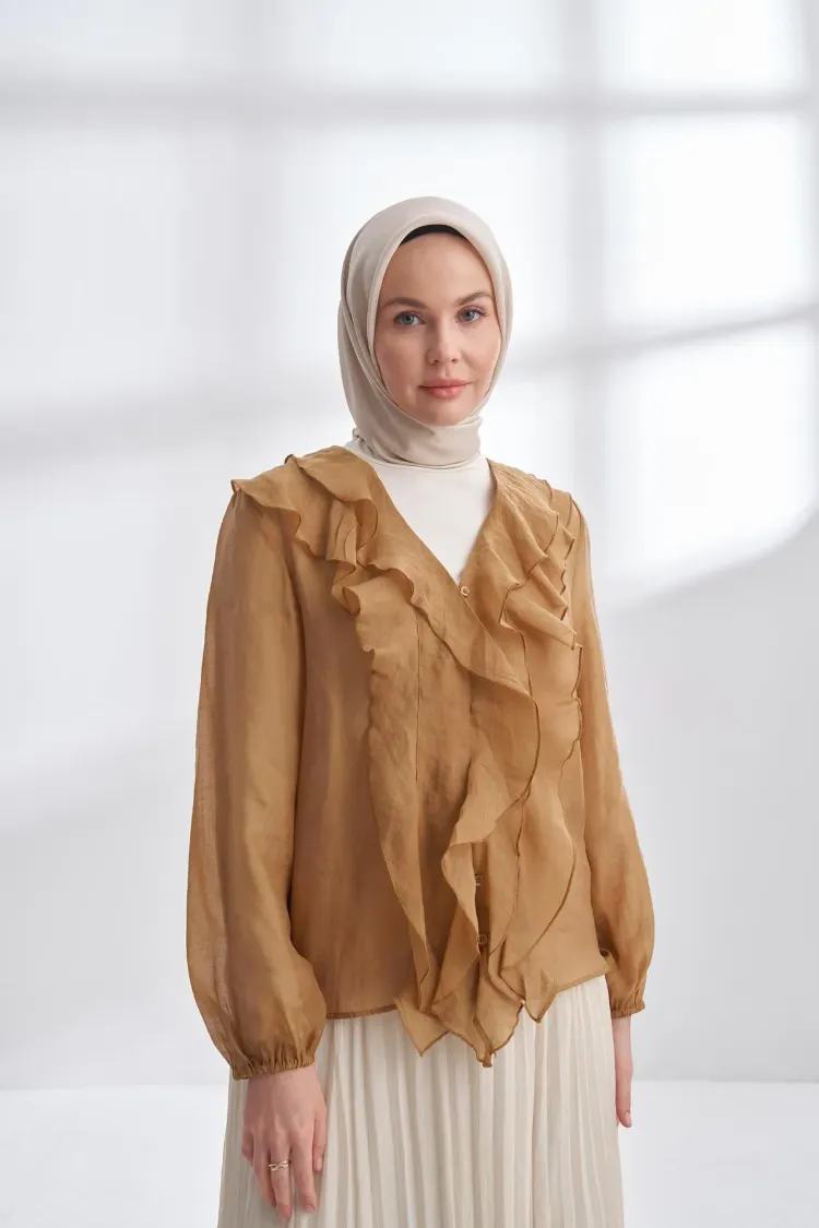 ARMANDA - 4400 Premium Twill İpek Eşarp - Açık Taş