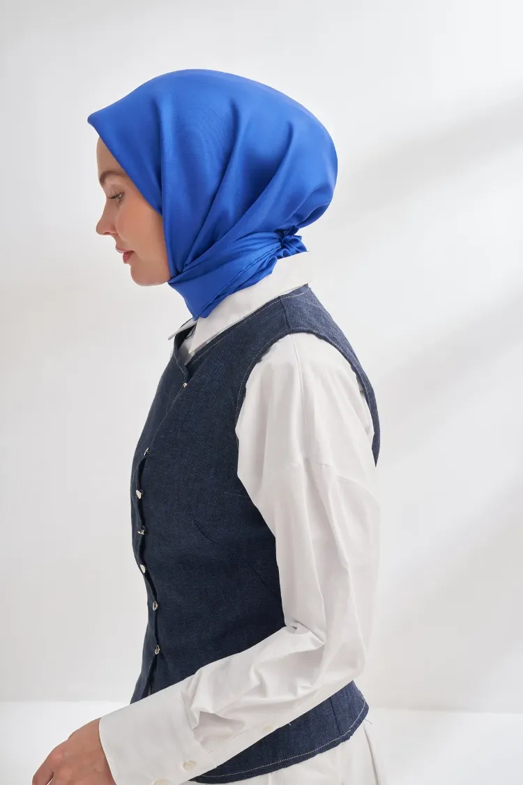 ARMANDA - 4400 Premium Twill İpek Eşarp - Saks
