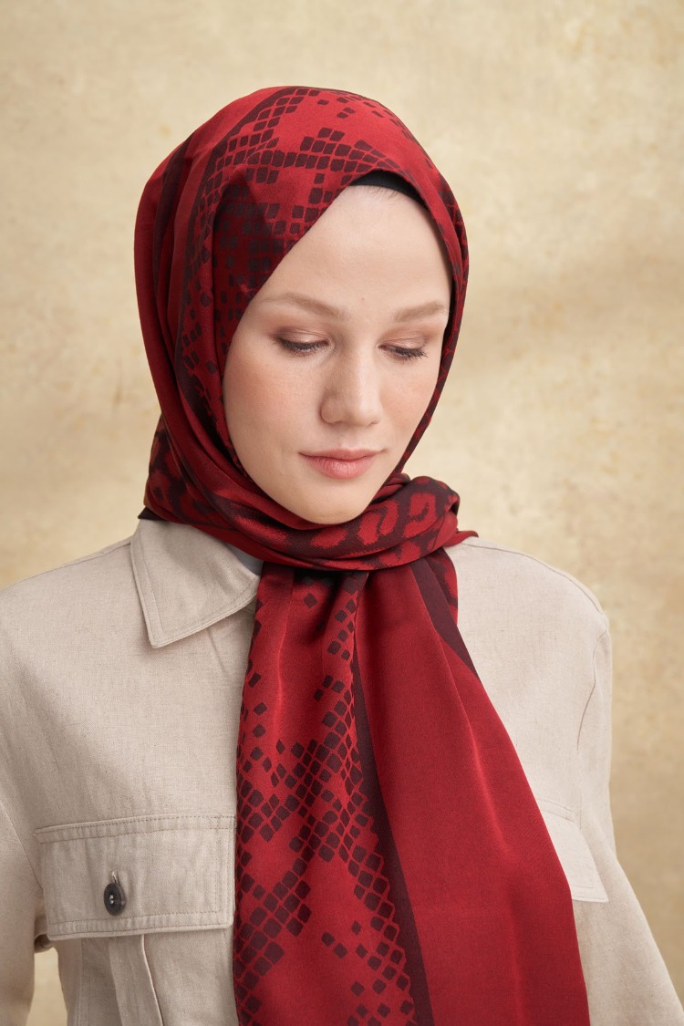 Armanda - 3304 Fiori Jakar Leopar Desen - Bordo