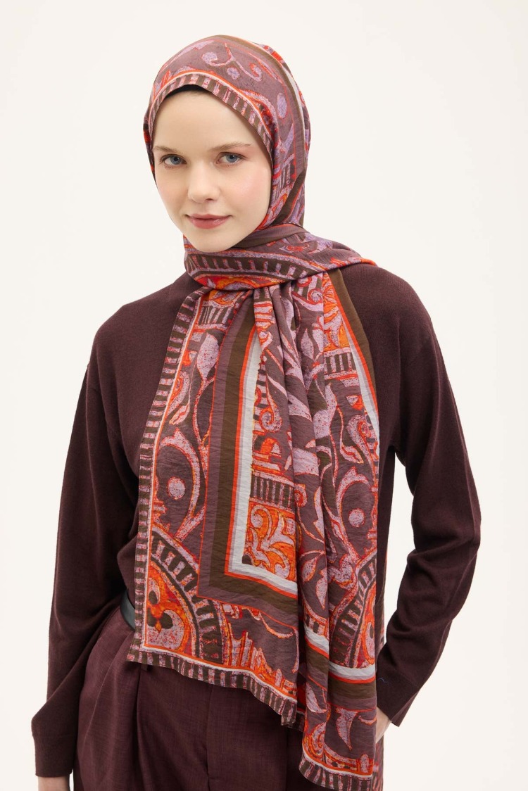 SİLK HOME - Urban Hours Antik Gül Kurusu Mayda Şal 190x70