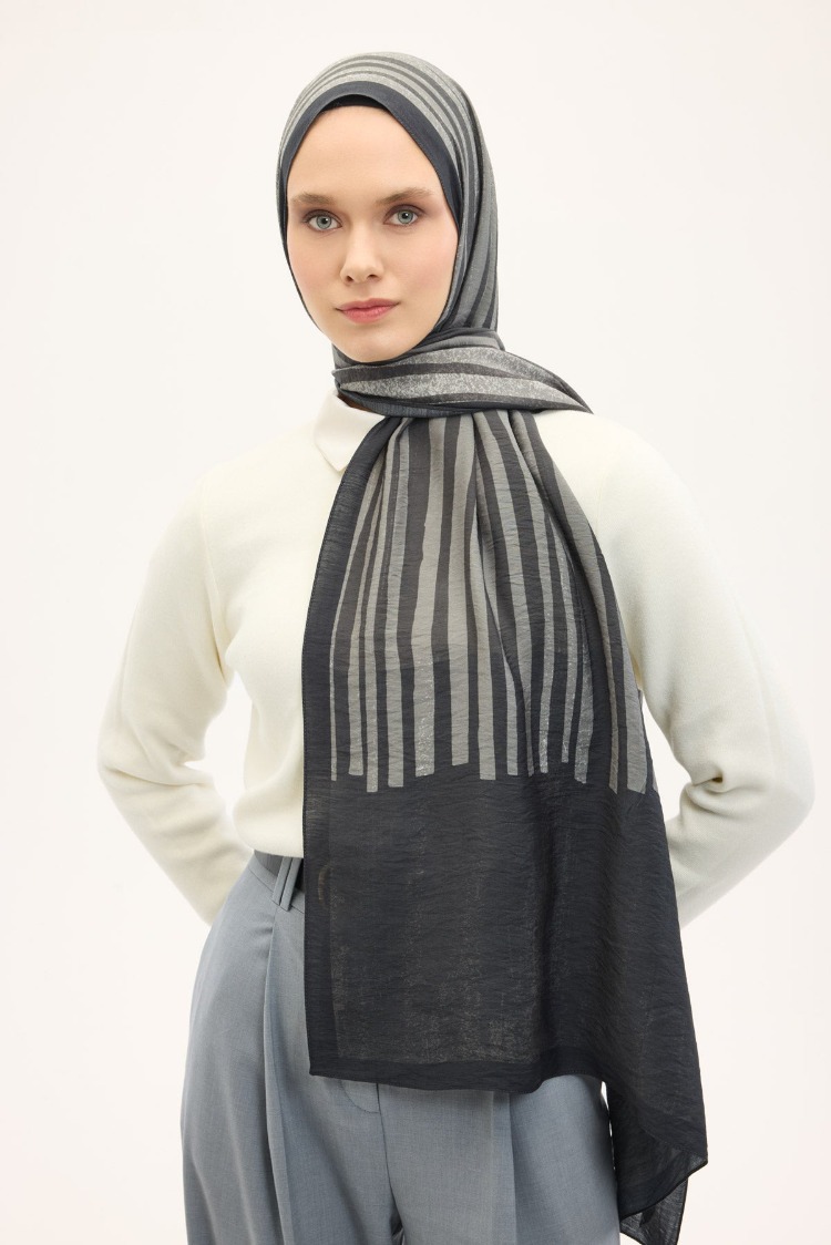 SİLK HOME - Urban Hours Orya Siyah Mayda Şal 190x70