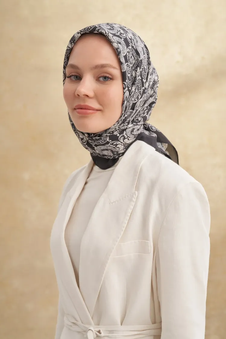 ARMANDA - 3151 Gaina Desen Eşarp - Siyah
