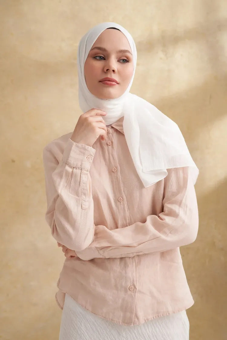 ARMANDA - 3009 Rustik Pamuksu Şal - Krem