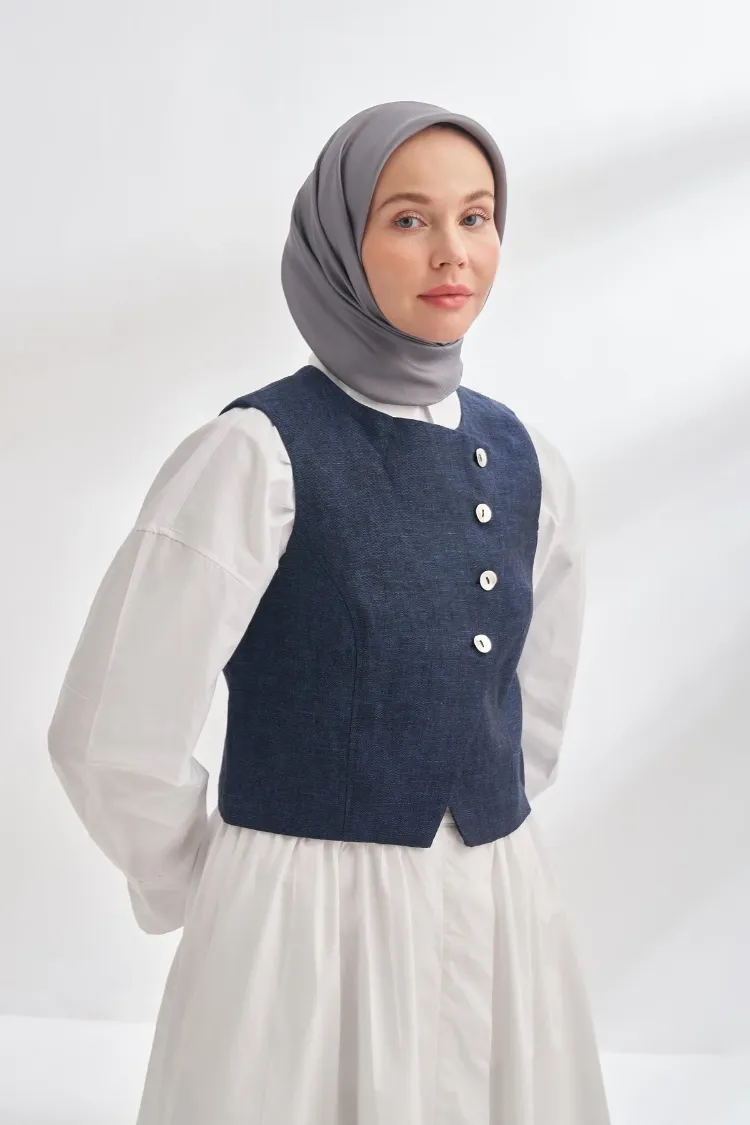 ARMANDA - 4400 Premium Twill İpek Eşarp - Füme