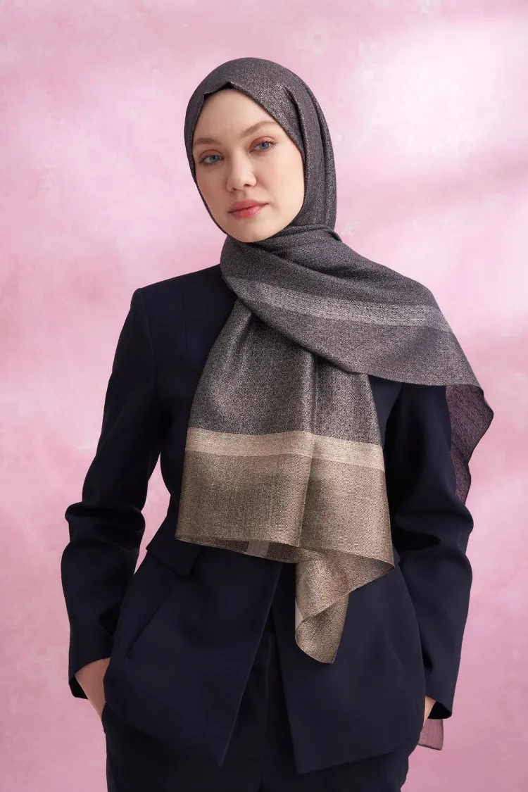 ARMANDA - 3320 İpekli Pearl Şal - Füme