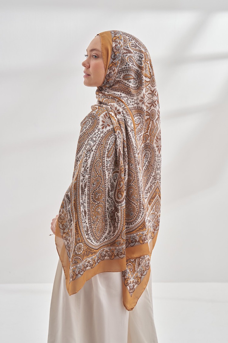 ARMANDA - 6035 Pashmina Desen Şal - Dore