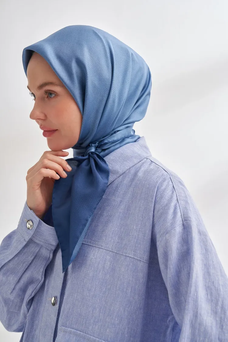 ARMANDA - 4400 Premium Twill İpek Eşarp  - Lacivert