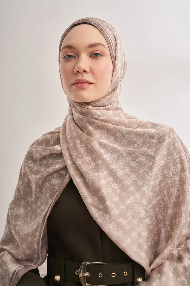 ARMANDA - 3361 Monogram Desen Şal - Nude