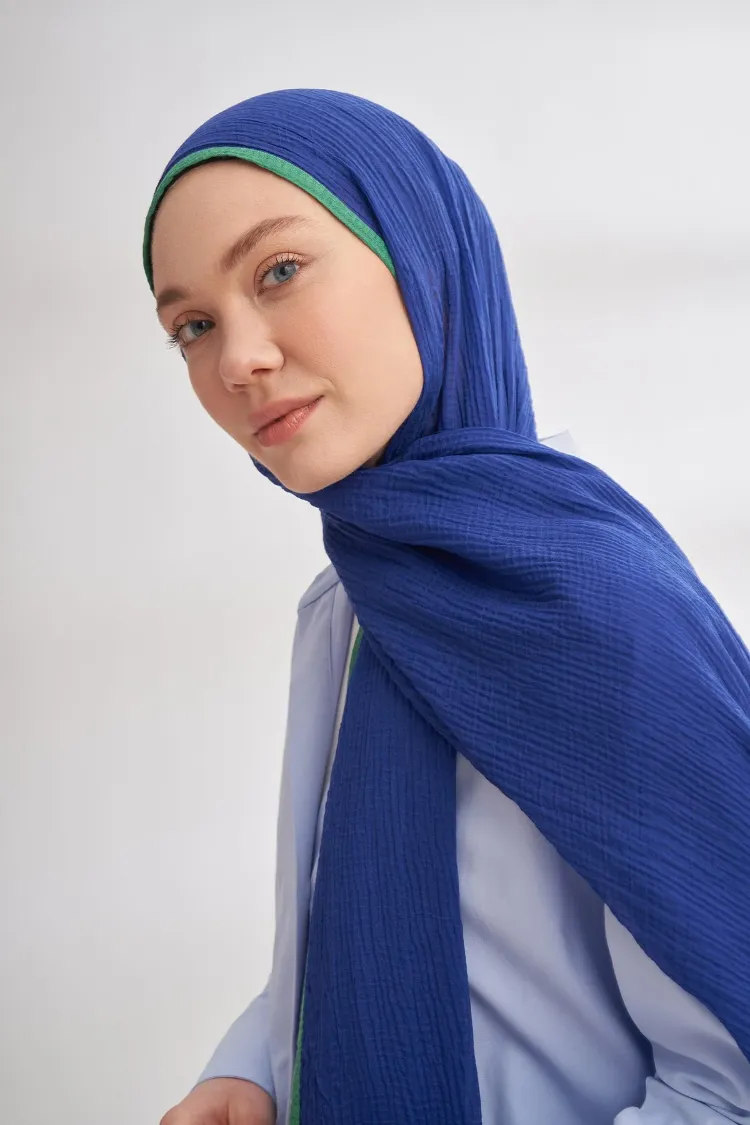 ARMANDA - 3352 Müslin Biyeli Şal - Morcivert