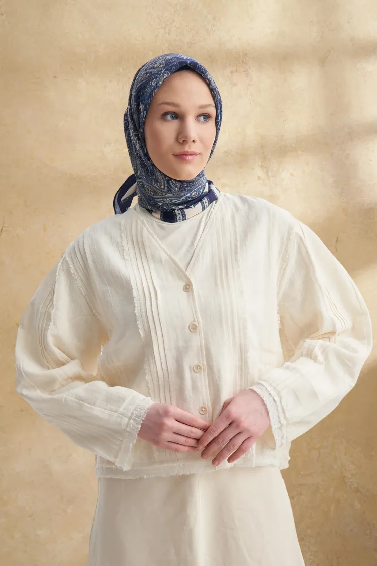 ARMANDA - 3152 Jardın Desen Eşarp - Lacivert