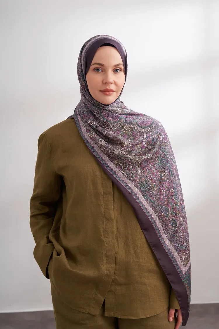 ARMANDA -6036 Etnik Desen Şal - Sıklamen