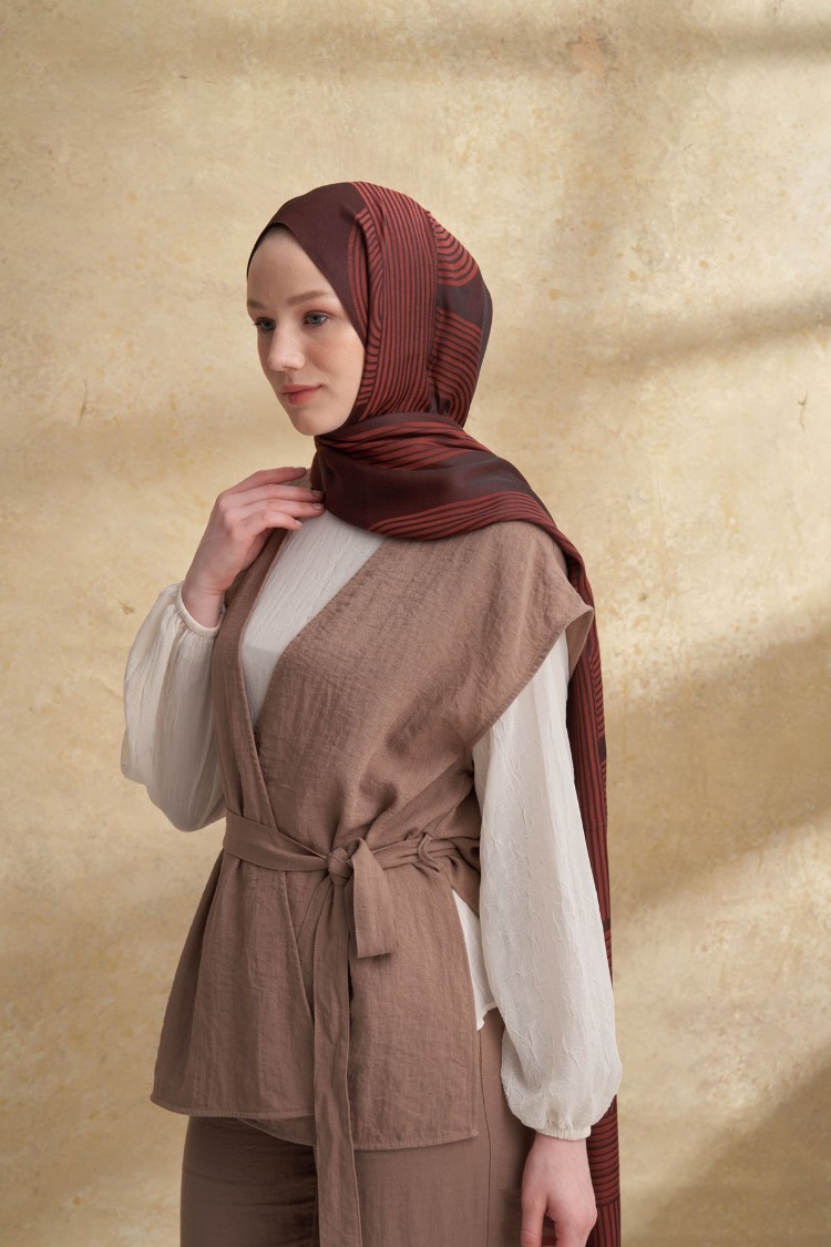 Armanda - 3305 Fiori Jakar Line Desen - Kahve