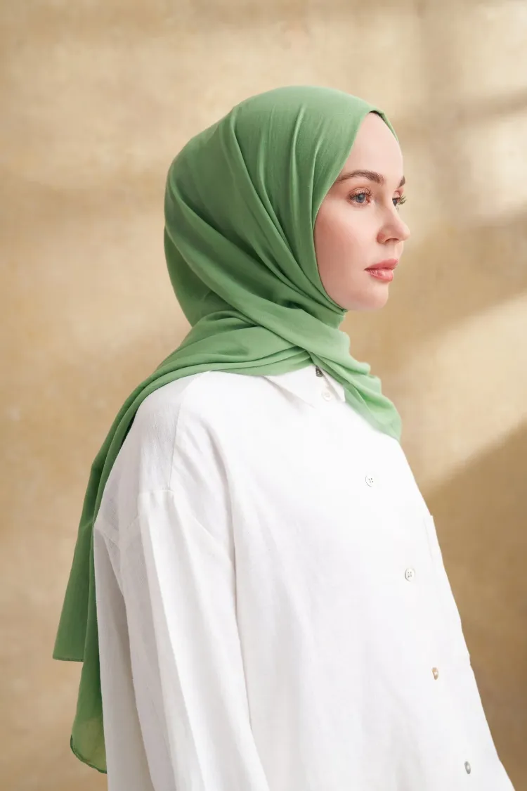 ARMANDA - 3009 Rustik Pamuksu Şal - Kaşmir Yeşili