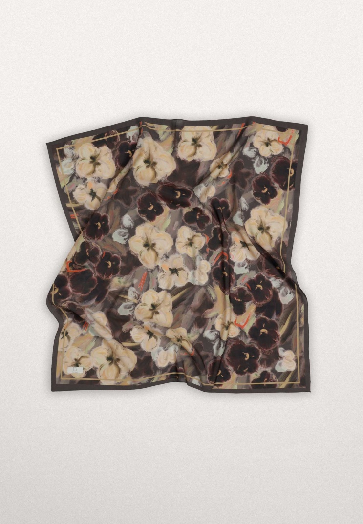 FRESH SCARFS - Roslyn Desen Pamuk İpek Eşarp - Toprak