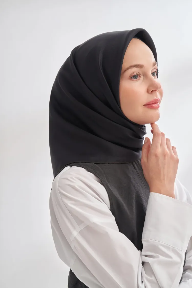 ARMANDA - 4400 Premium Twill İpek Eşarp - Siyah