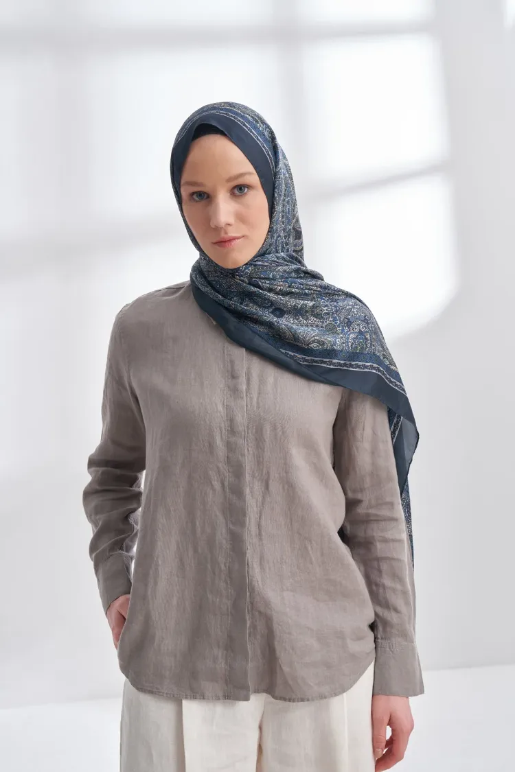 ARMANDA -6036 Etnik Desen Şal - Royal Blue