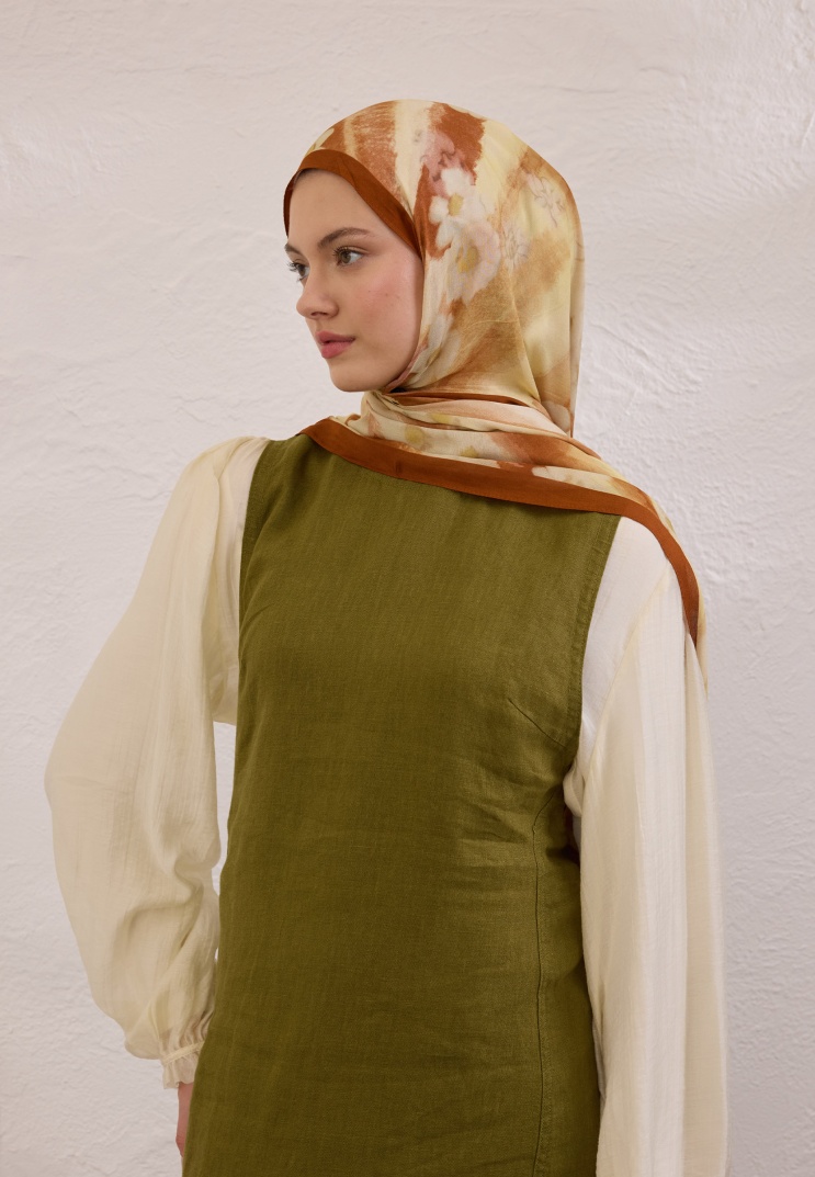FRESH SCARFS - Soft Daisy Desen Rami Şal - Kiremit