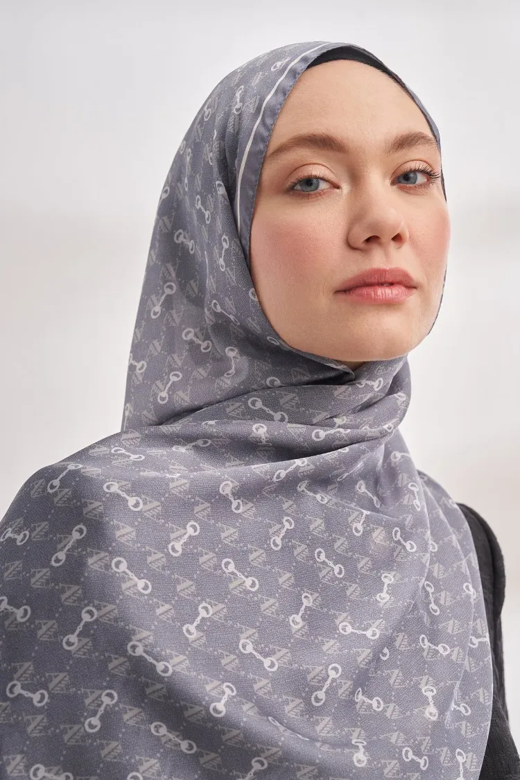 ARMANDA - 3361 Monogram Desen Şal - Gri
