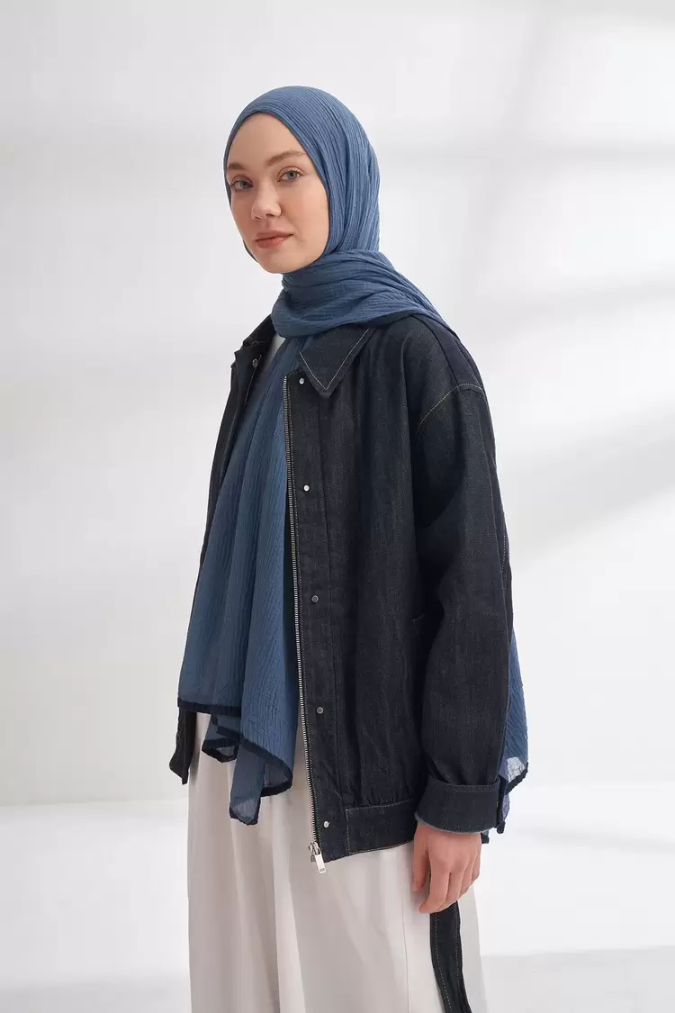 ARMANDA - 3352  Müslin Biyeli Şal - İndigo