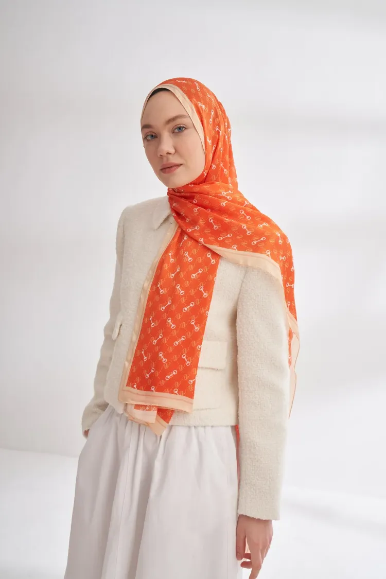 ARMANDA - 3361 Monogram Desen Şal - Orange