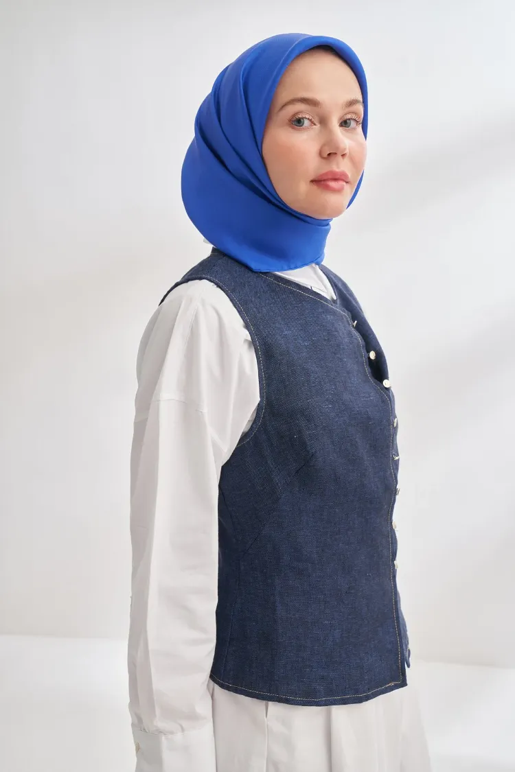 ARMANDA - 4400 Premium Twill İpek Eşarp - Saks