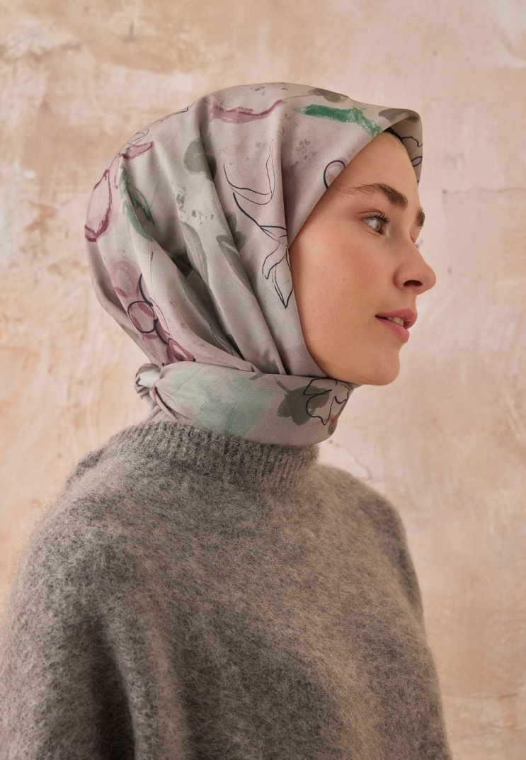 FRESH SCARFS - Hera Desen Pamuk İpek Eşarp - Leylak