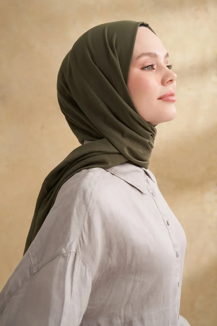 ARMANDA - 3009 Rustik Pamuksu Şal - Haki