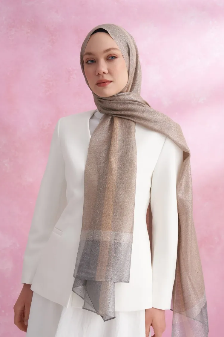 ARMANDA - 3320 İpekli Pearl Şal - Gri Gold