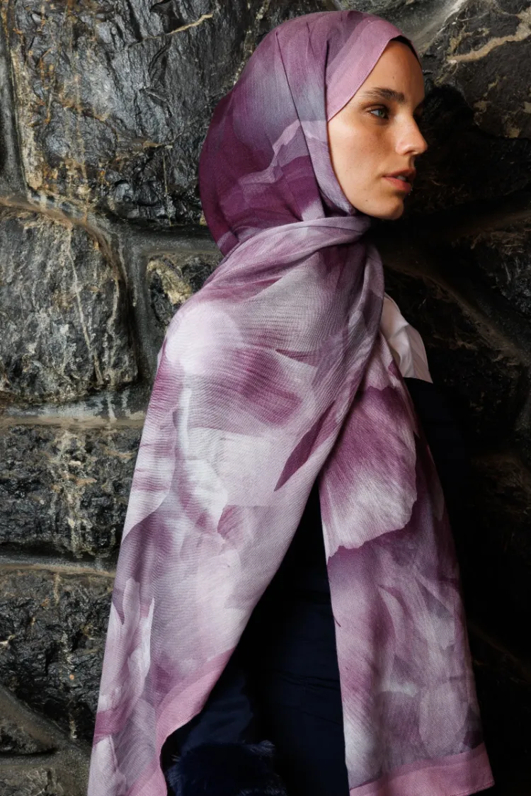 MOONCORN - Fleur Desen Rami Şal - Leylak