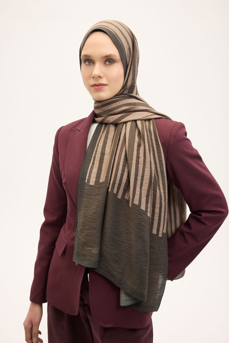 SİLK HOME - Urban Hours Orya Acı Kahve Mayda Şal 190x70
