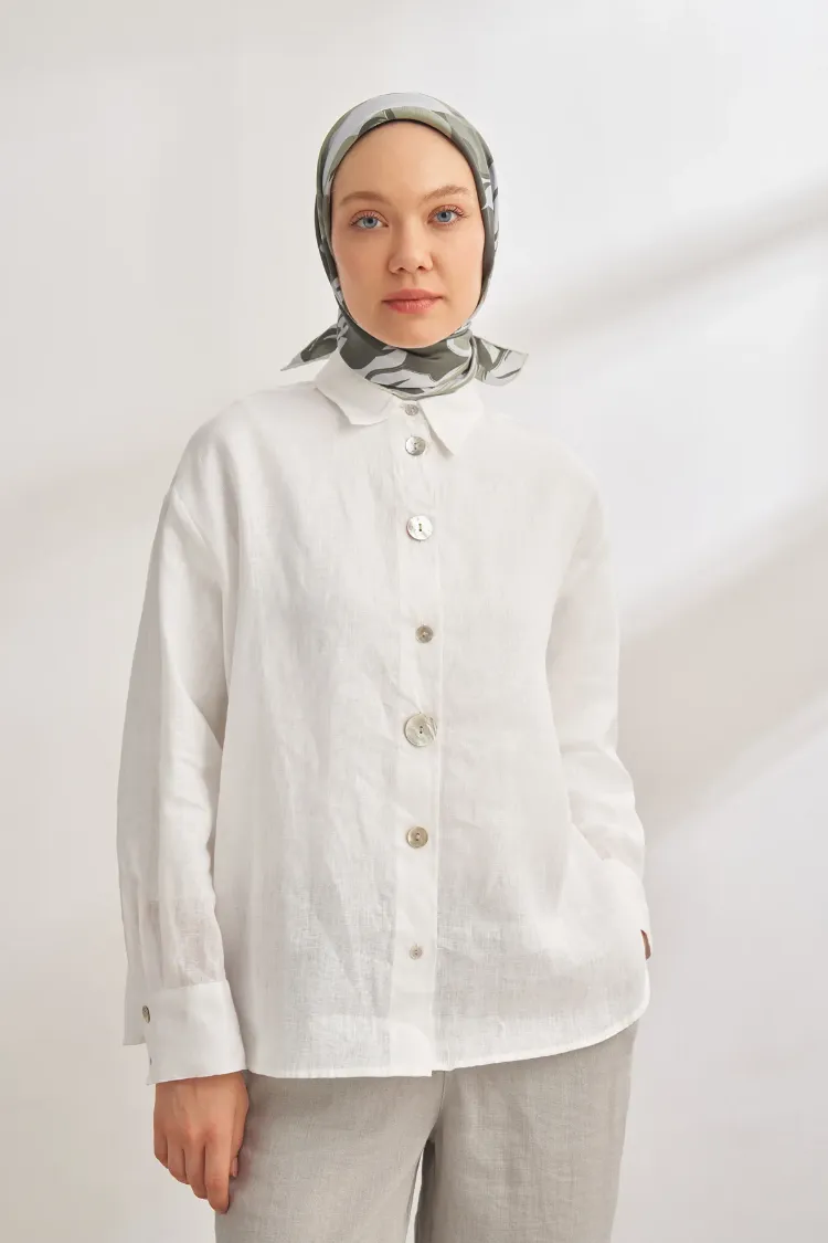 ARMANDA - 4351 Dahlia Desen Twill İpek Eşarp - Haki