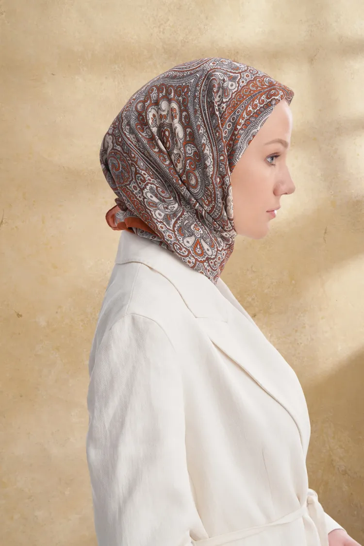 ARMANDA - 3156 Ayesha Desen Eşarp - Kiremit