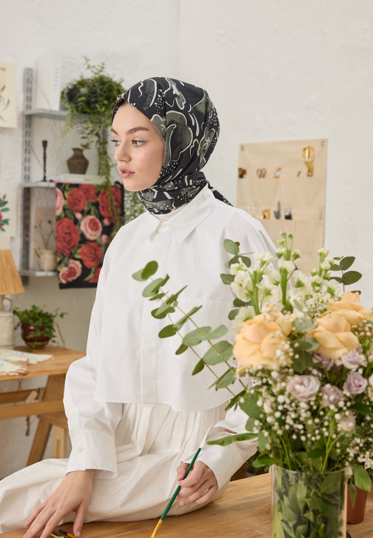 Fresh Scarfs - Aria Desen Şal - Siyah