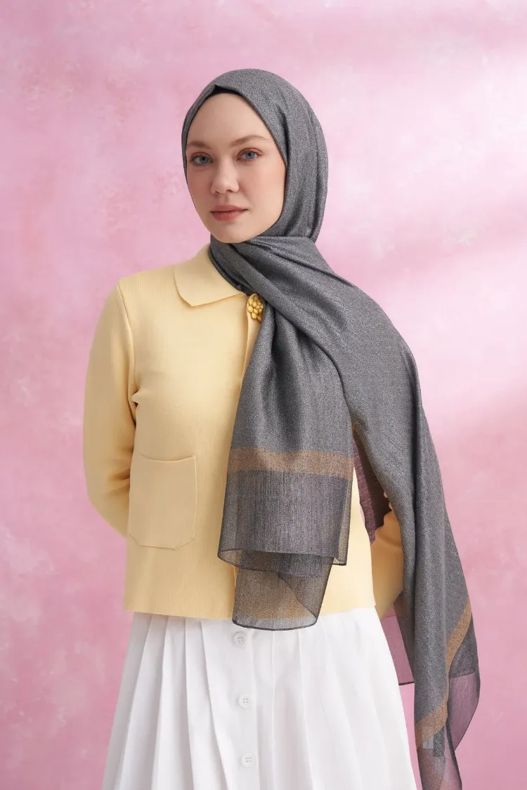 ARMANDA - 3320 İpekli Pearl Şal - Gold