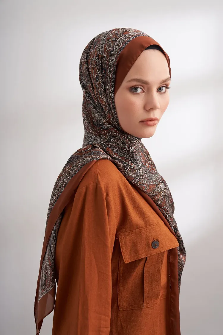 ARMANDA - 6036 Etnik Desen Şal - Taba