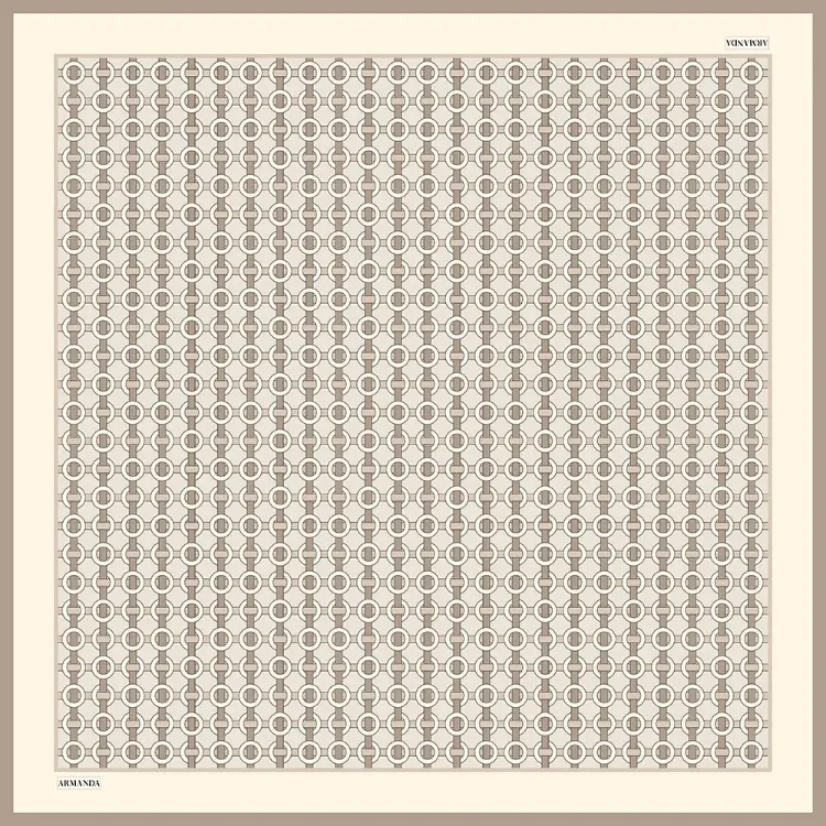 ARMANDA - 4350 Soil Desen Twill İpek Eşarp - Taş-Vizon