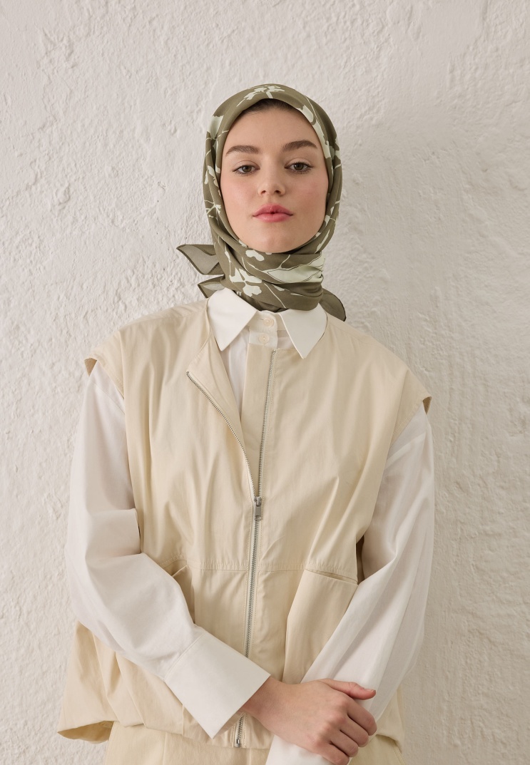 FRESH SCARFS - Perla Desen Pamuk İpek Eşarp - Haki