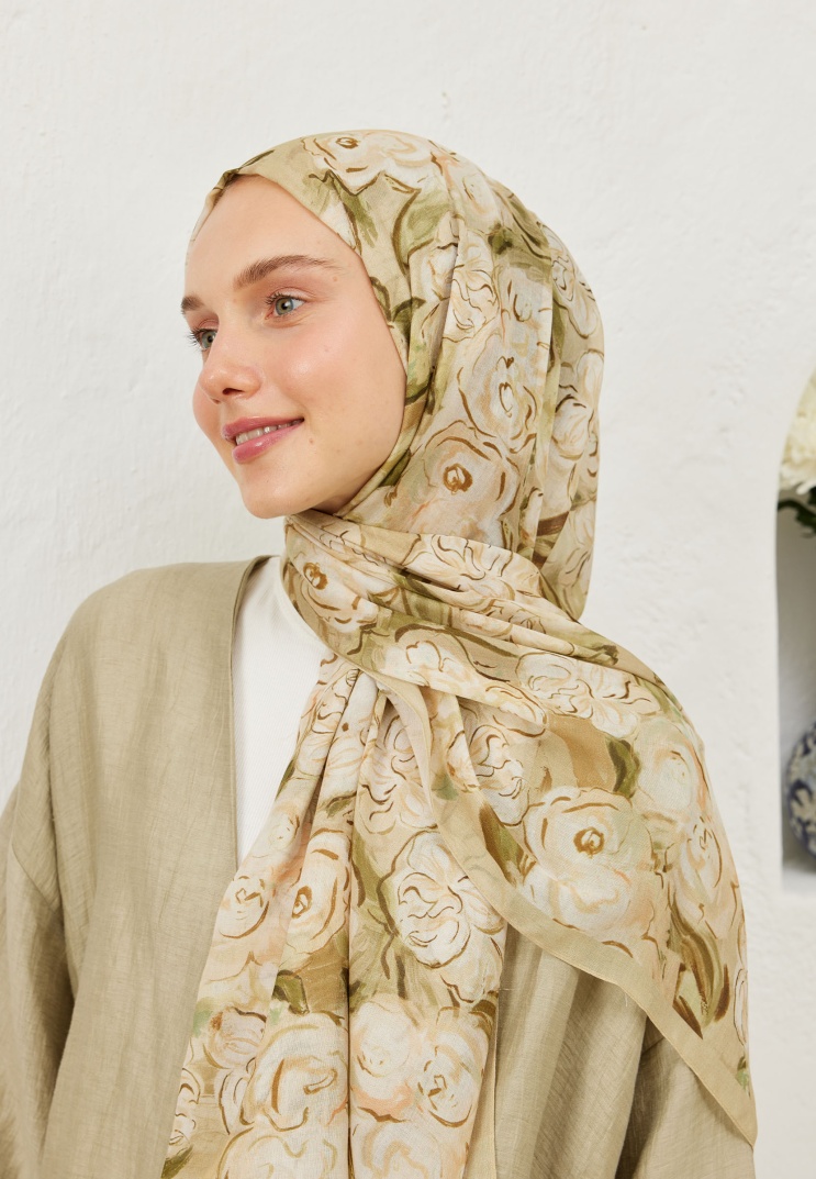 FRESH SCARFS - Linda Desen Rami Şal - Toprak
