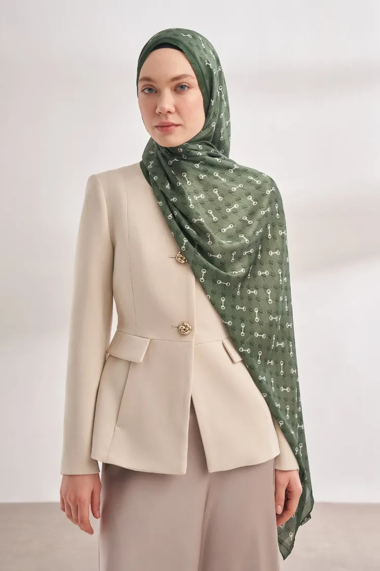 ARMANDA - 3361 Monogram Desen Şal - Haki
