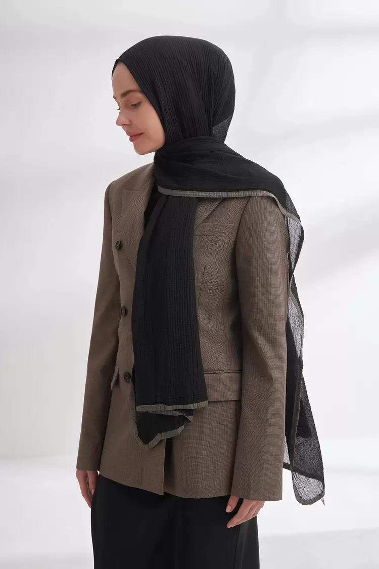 ARMANDA -  3352  Müslin Biyeli Şal - SİYAH